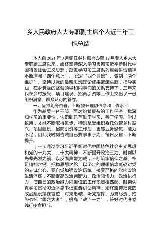 乡人民政府人大专职副主席个人近三年工作总结