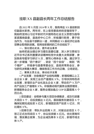 挂职XX县副县长两年工作总结报告