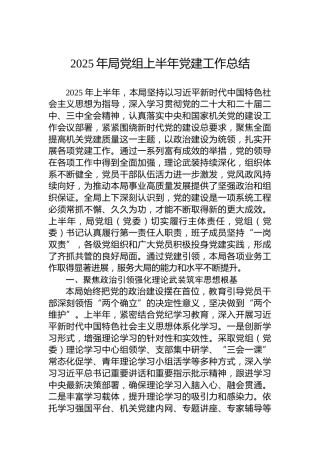 2025年局党组上半年党建工作总结