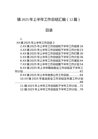 镇2025年上半年工作总结汇编（12篇）