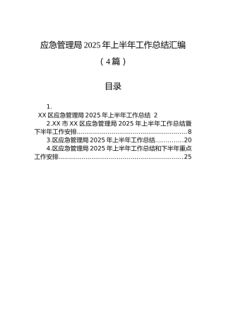 应急管理局2025年上半年工作总结汇编（4篇）