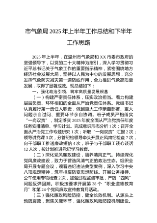 市气象局2025年上半年工作总结和下半年工作思路