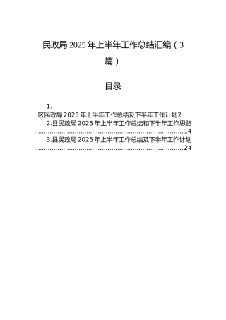 民政局2025年上半年工作总结