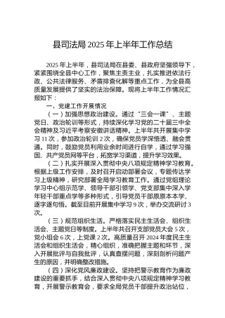 县司法局2025年上半年工作总结