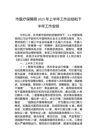 市医疗保障局2025年上半年工作总结和下半年工作安排