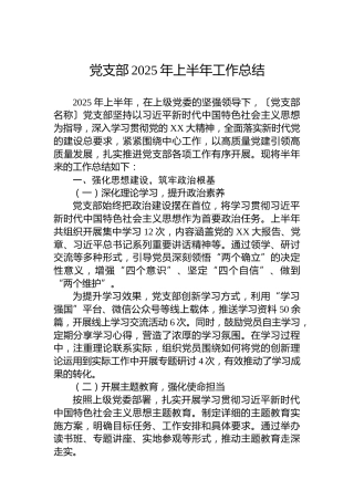 党支部2025年上半年工作总结