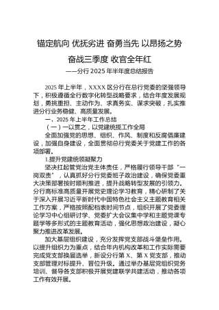 分行2025年半年度总结报告