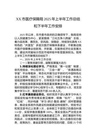 XX市医疗保障局2025年上半年工作总结和下半年工作安排