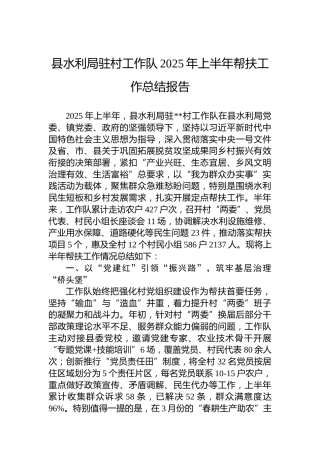 县水利局驻村工作队2025年上半年帮扶工作总结报告 (2)