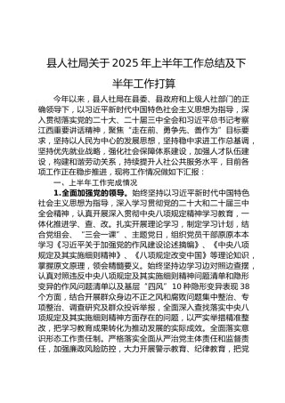 县人社局关于2025年上半年工作总结及下半年工作打算