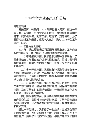 2024年外贸业务员工作总结