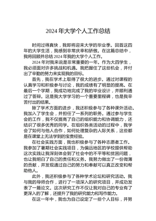 2024年大学个人工作总结