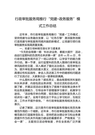 行政审批服务局推行“党建 政务服务”模式工作总结