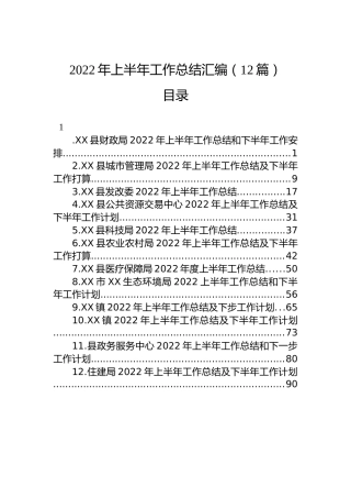 2022年上半年工作总结汇编（12篇）