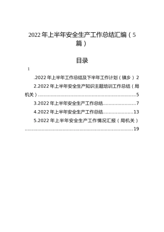 2022年上半年安全生产工作总结汇编（5篇）