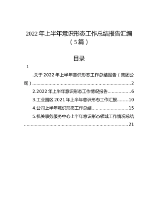 2022年上半年意识形态工作总结报告汇编（5篇）