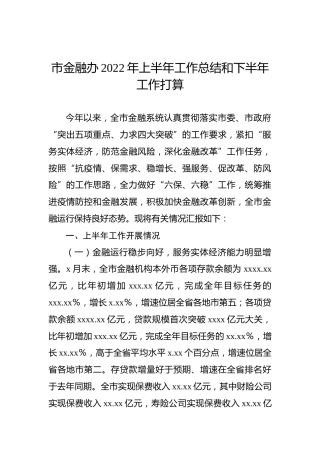市金融办2022年上半年工作总结和下半年工作打算