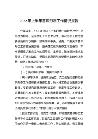 2022年上半年意识形态工作情况报告