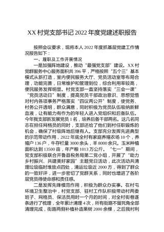 XX村党支部书记2022年度党建述职报告（20230105）