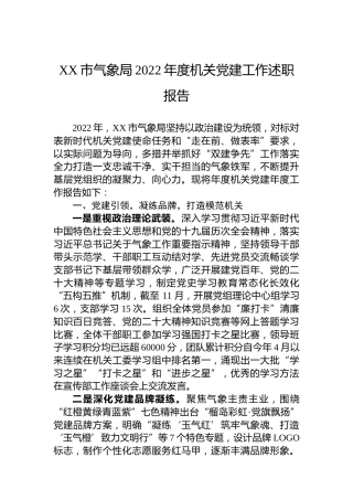 XX市气象局2022年度机关党建工作述职报告（20221230）