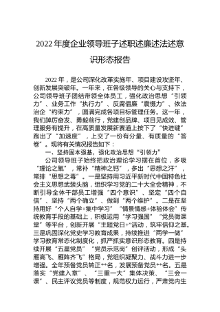 2022年度企业领导班子述职述廉述法述意识形态报告 (2)