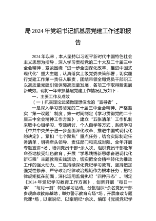 局2024年党组书记抓基层党建工作述职报告