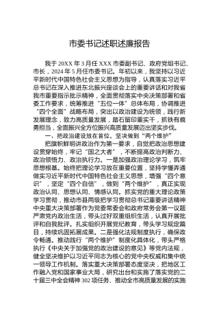 2024年市委书记述职述廉报告