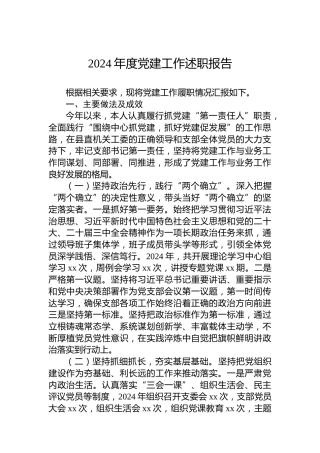 2024年度党建工作述职报告