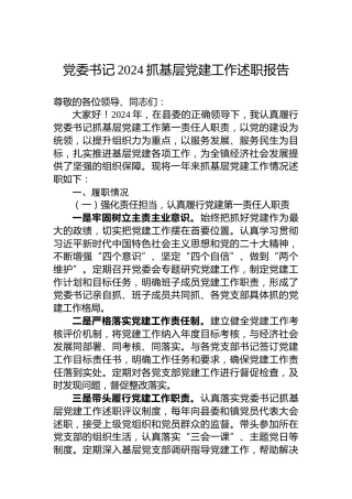 党委书记2024抓基层党建工作述职报告