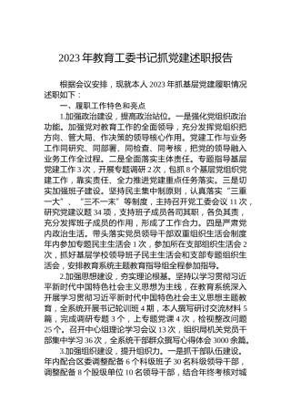 2023年教育工委书记抓党建述职报告