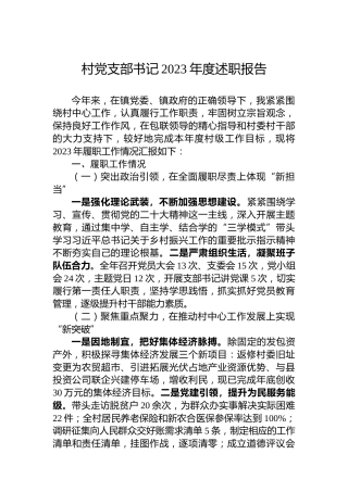村党支部书记2023年度述职报告