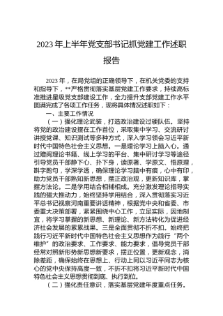 2023年上半年党支部书记抓党建工作述职报告