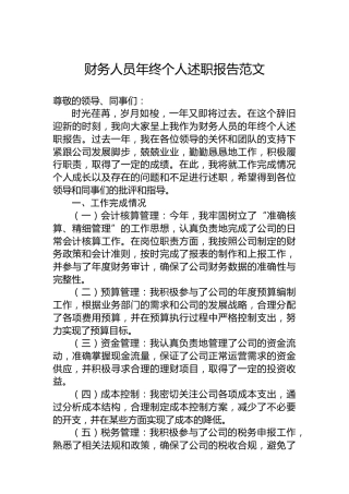 财务人员年终个人述职报告范文