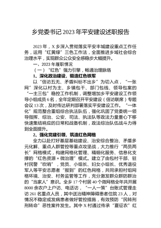 乡党委书记2023年平安建设述职报告