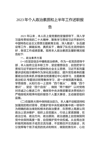2023年个人政治素质和上半年工作述职报告