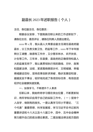 副县长2023年述职报告（个人）