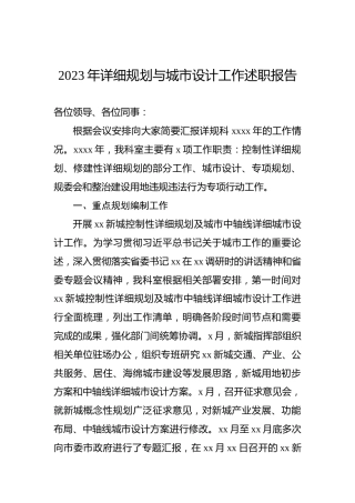 2023年详细规划与城市设计工作述职报告