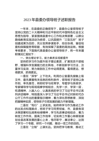 2023年县委办领导班子述职报告