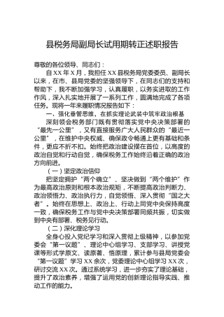 县税务局副局长试用期转正述职报告