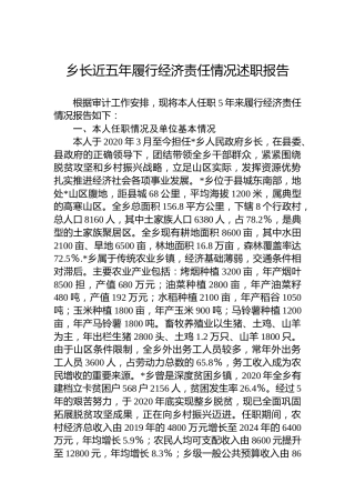 乡长近五年履行经济责任情况述职报告