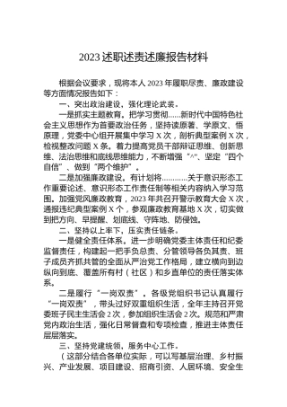 2023述职述责述廉报告材料