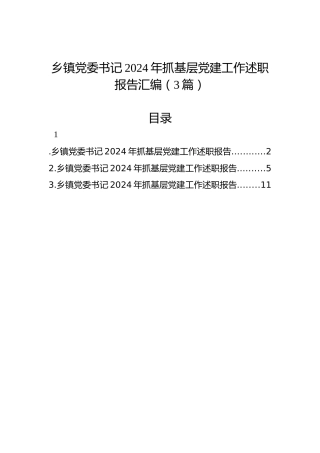 乡镇党委书记2024年抓基层党建工作述职报告汇编（3篇）