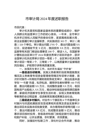 市审计局2024年度述职报告