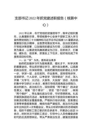 支部书记2022年抓党建述职报告（核算中心）