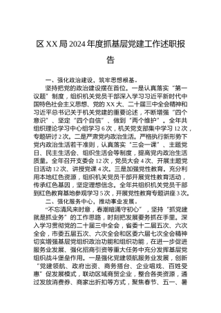 区XX局2024年度抓基层党建工作述职报告