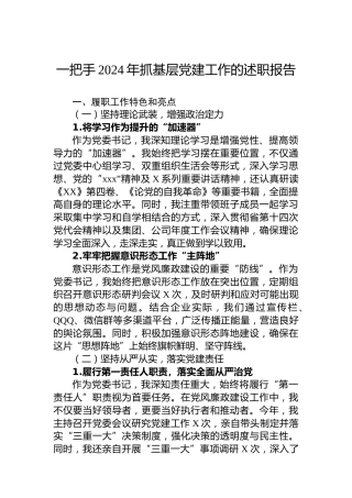 一把手2024年抓基层党建工作的述职报告