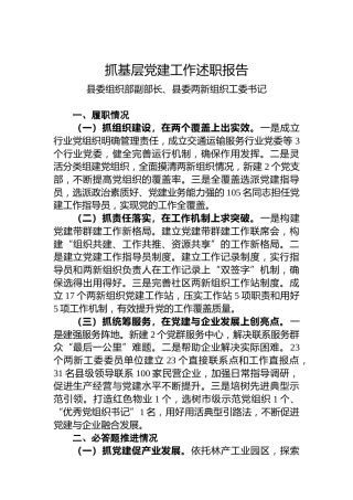 2022年两新组织工委书记抓基层党建工作述职报告