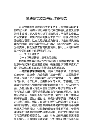 某法院党支部书记述职报告