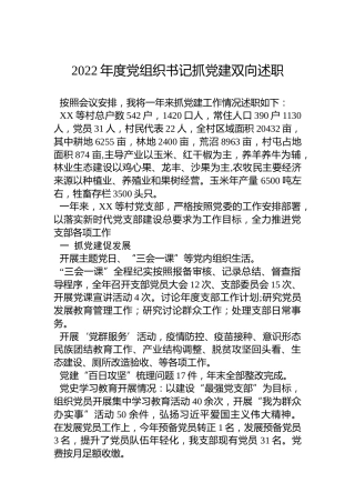 2022年度党组织书记抓党建双向述职