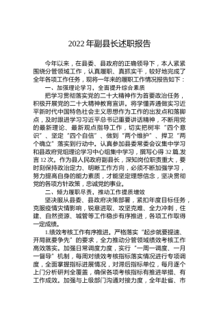 2022年副县长述职报告